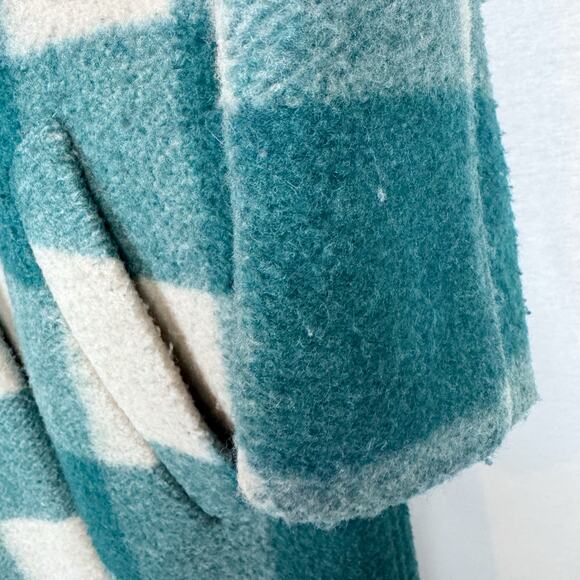 Isabel Marant Etoile Gabriel Teal Cream Checkered Wool Jacket Size FR 36 Small - Picture 9 of 11